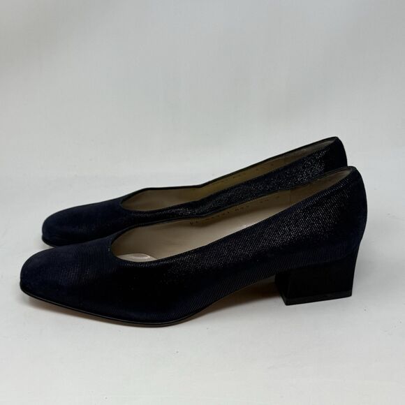 Salvatore Ferragamo Shoes Womens 6.5 B Blue Textured Suede Pumps Heels Italy - Picture 2 of 16